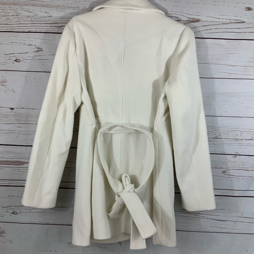 Cream Ruffled Front Coat - Picture 6 of 8
